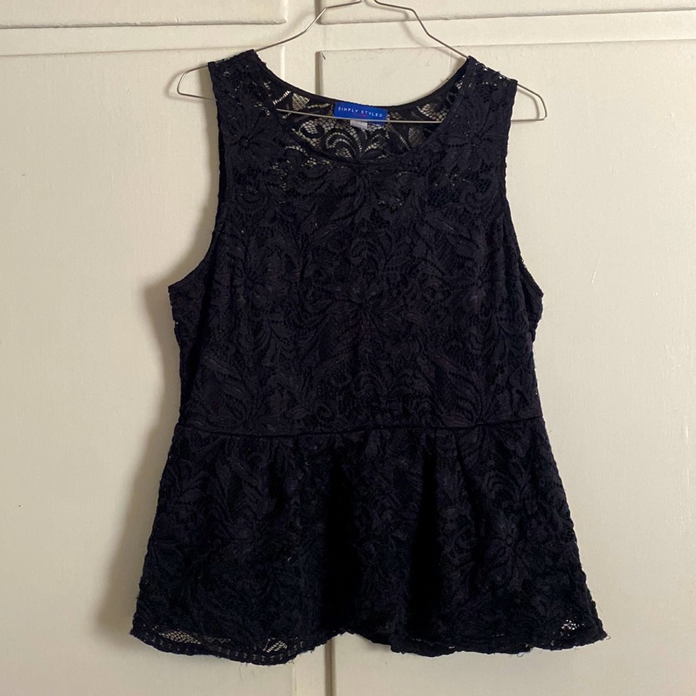 Simply styled black lace sleeveless top